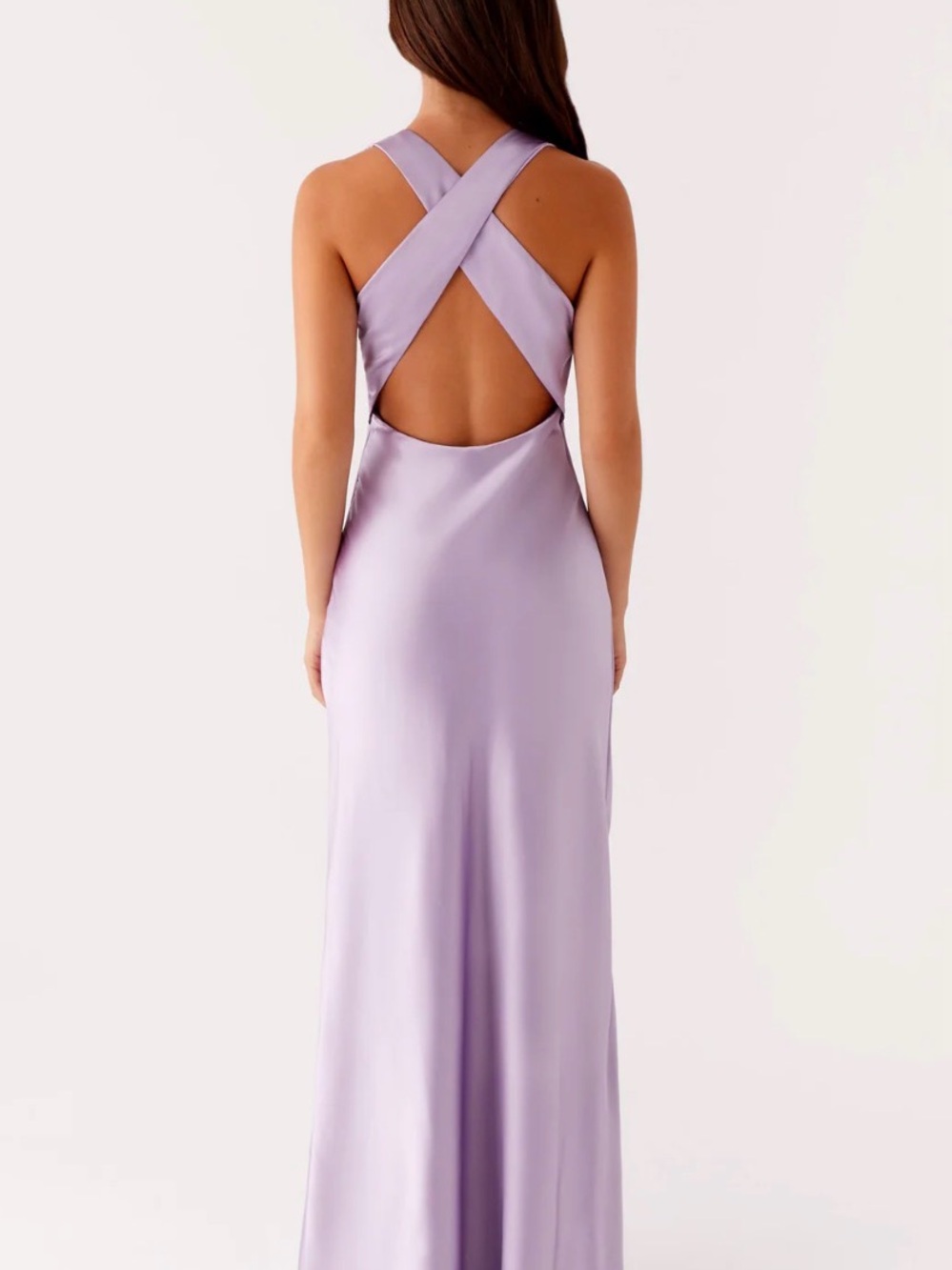 Peppermayo Lavender Satin V‑Neck Maxi Dress - Picture 2 of 7